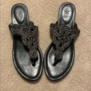 Vince Camino black and pewter beaded sandals